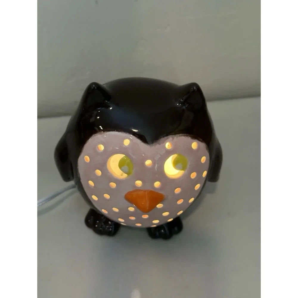 Vintage‎ Black  Pink Owl Night Light Dresser Lamp Bright  Whoot Owl